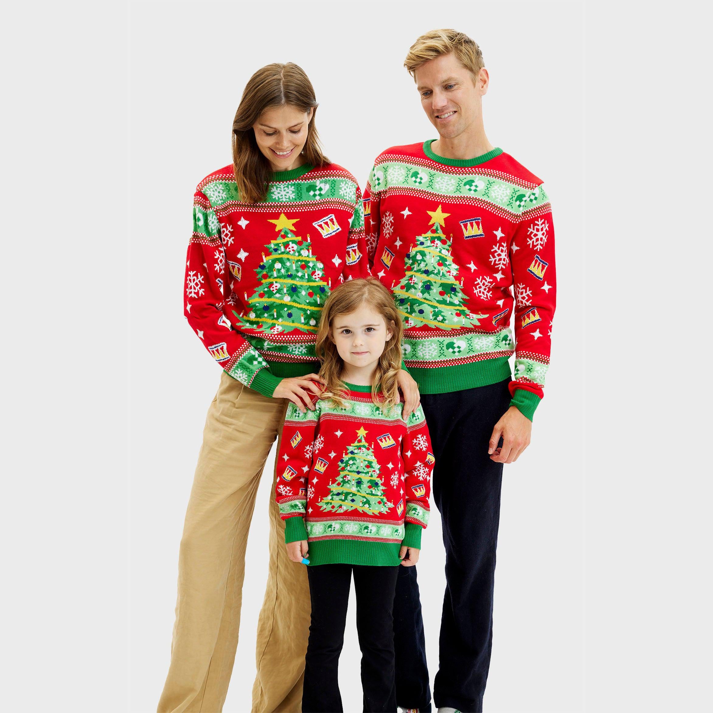 Maglione Natalizio Albero Di Natale Rosso - Donna